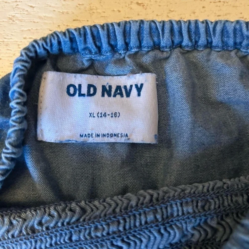 Old Navy Size 14/16 XL Denim Dress with Smocked Top and Sleeves